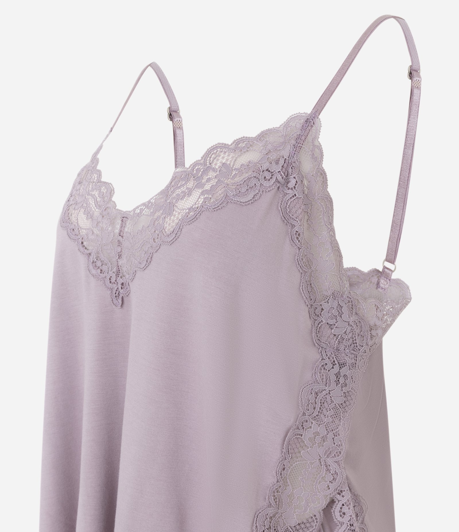 Pijama Curto em Viscolycra com Aplicação de Renda Roxo 4