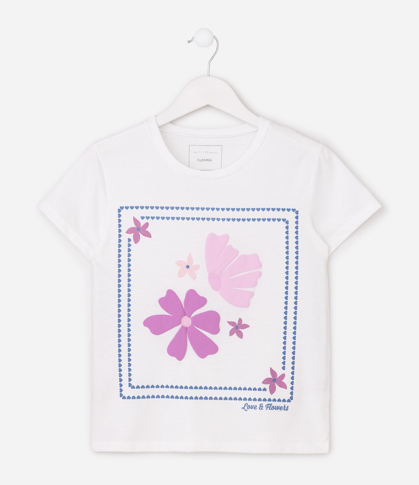 Camiseta Manga Curta Floral Aquarelada - Tam 5 a 16 Anos Branco 2