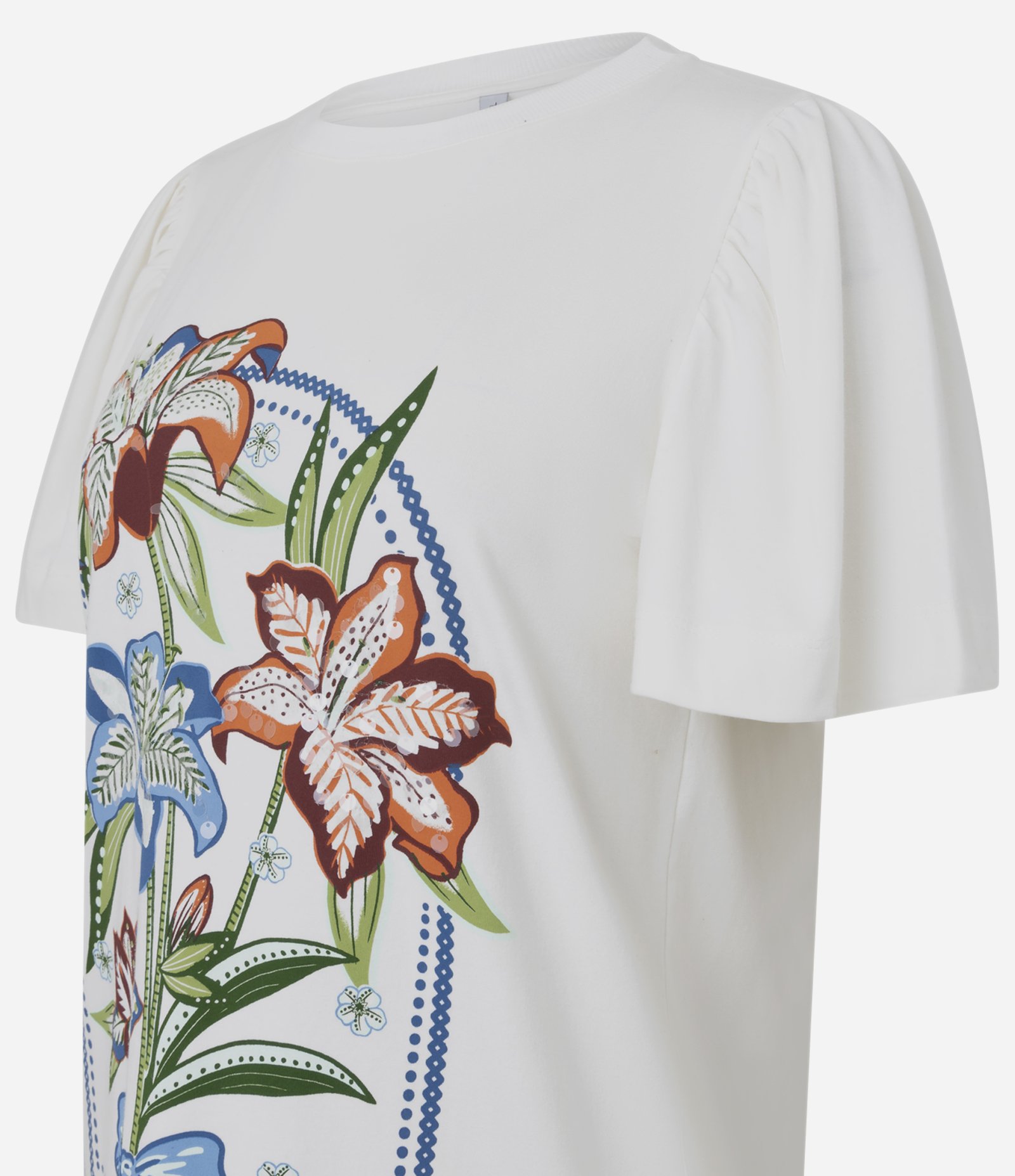 Vestido Curto com Estampa Flores e Manga Bufante Branco 6