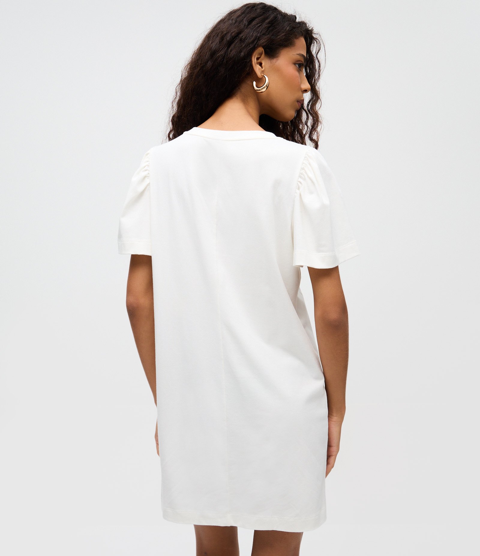 Vestido Curto com Estampa Flores e Manga Bufante Branco 4