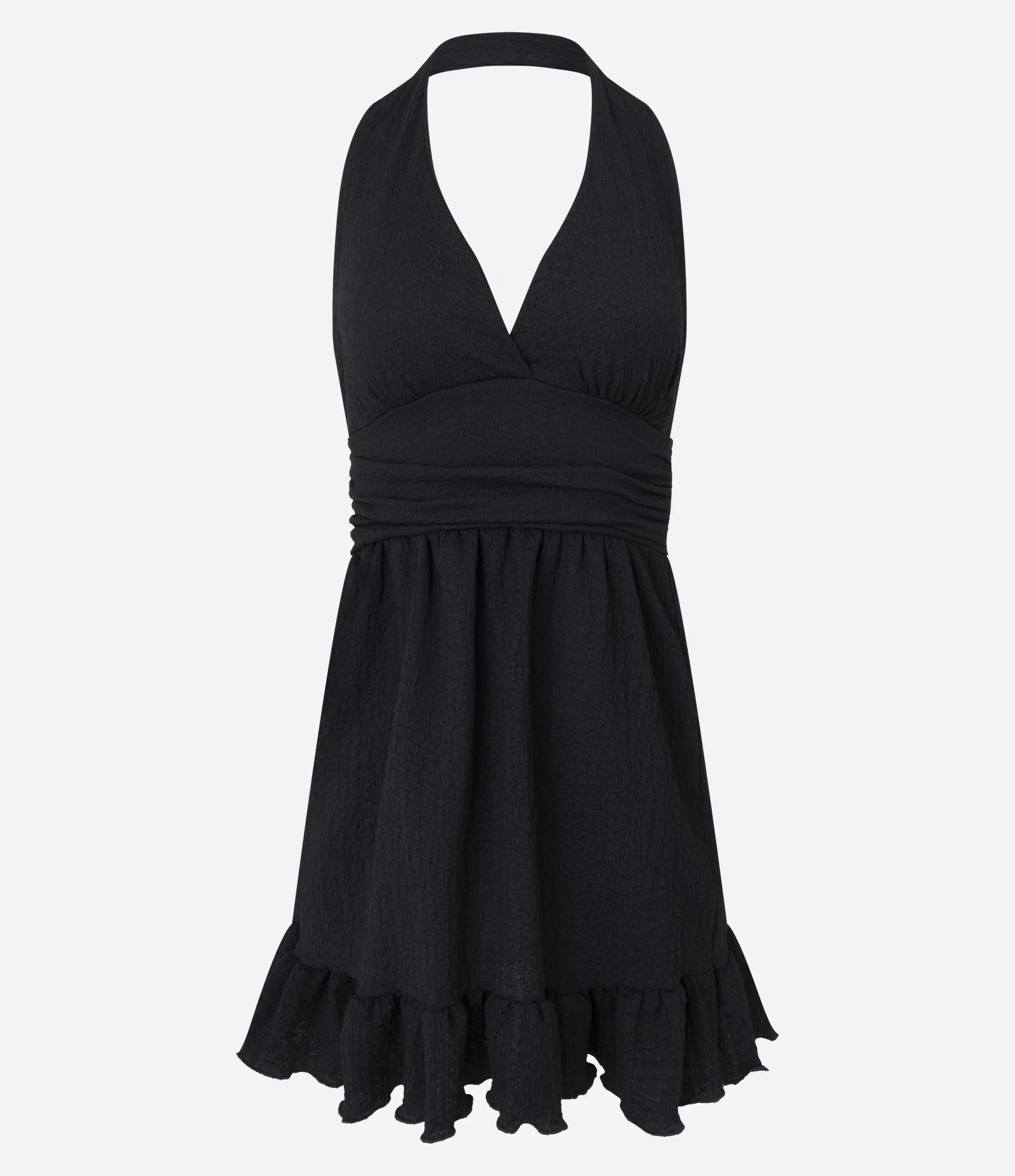 Vestido Curto Frente Única com Texturização Preto 1