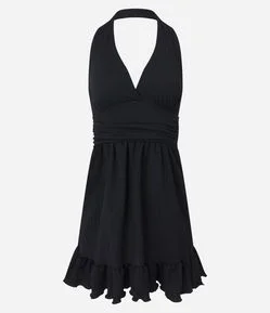 Vestido Curto Frente Única com Texturização