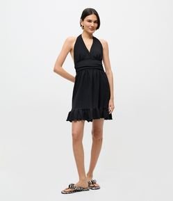 Vestido Curto Frente Única com Texturização