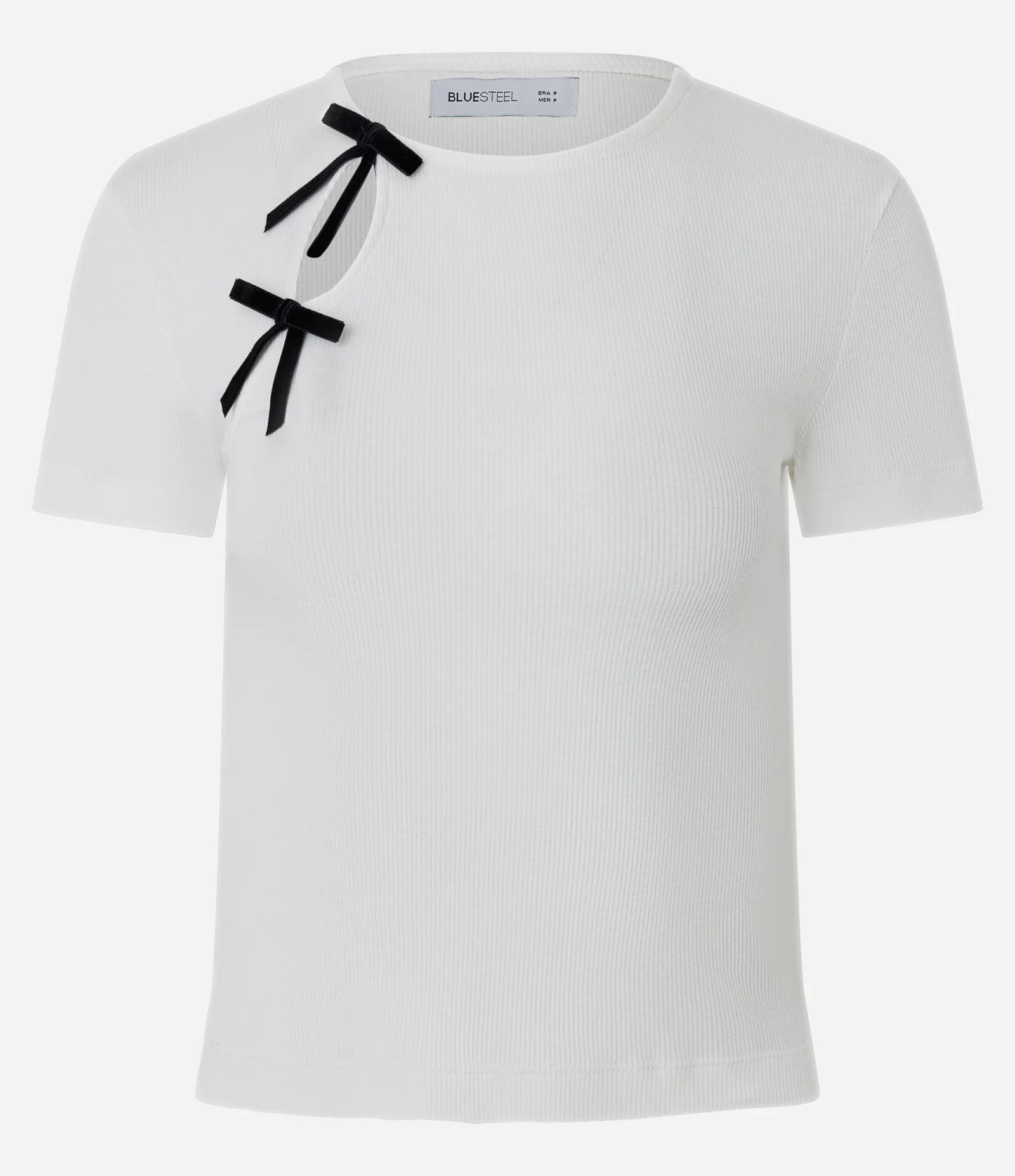 Blusa em Ribana com Detalhe de Lacinhos Branco 1