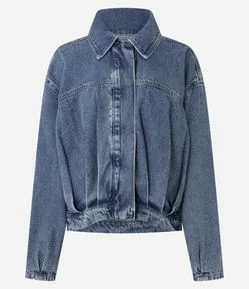Jaqueta Jeans com Pregas Frontais e Posteriores