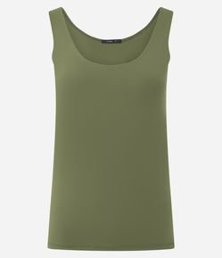 Blusa em Poliamida com Decote U e Alça Larga