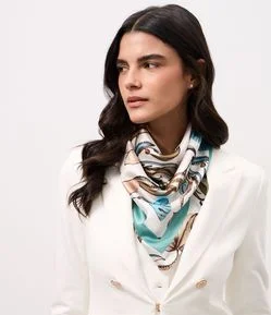 Lenço em Cetim com Estampa Floral