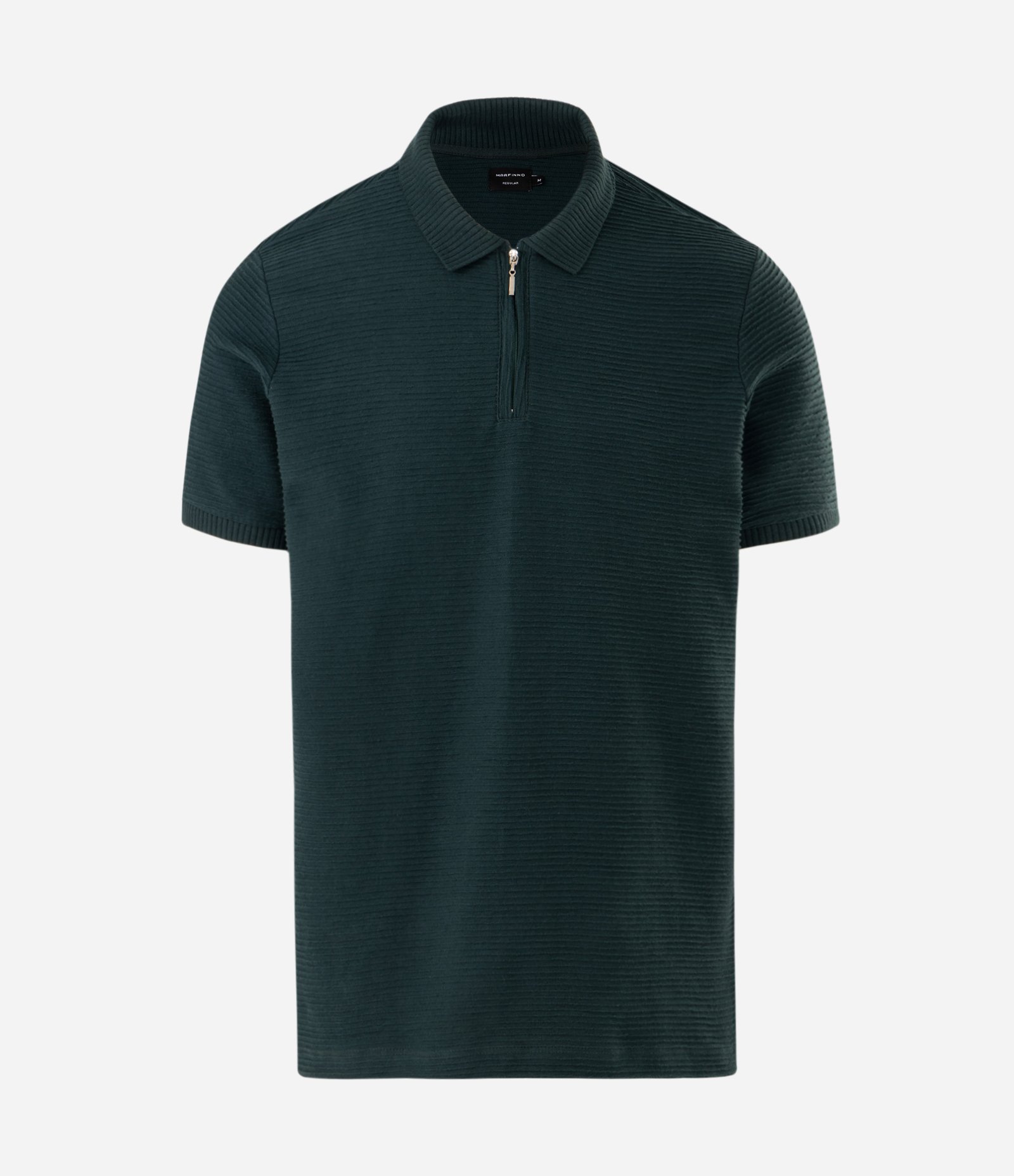 Polo Manga Curta Tricô Canelado com Zíper Verde 1