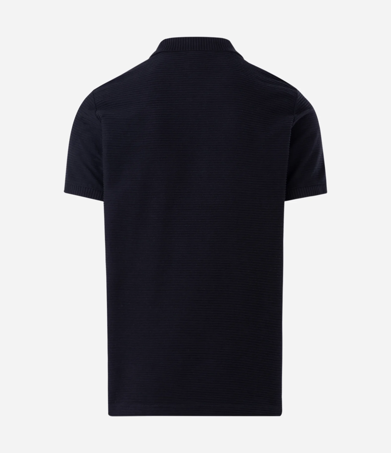 Polo Manga Curta Tricô Canelado com Zíper Preto 2