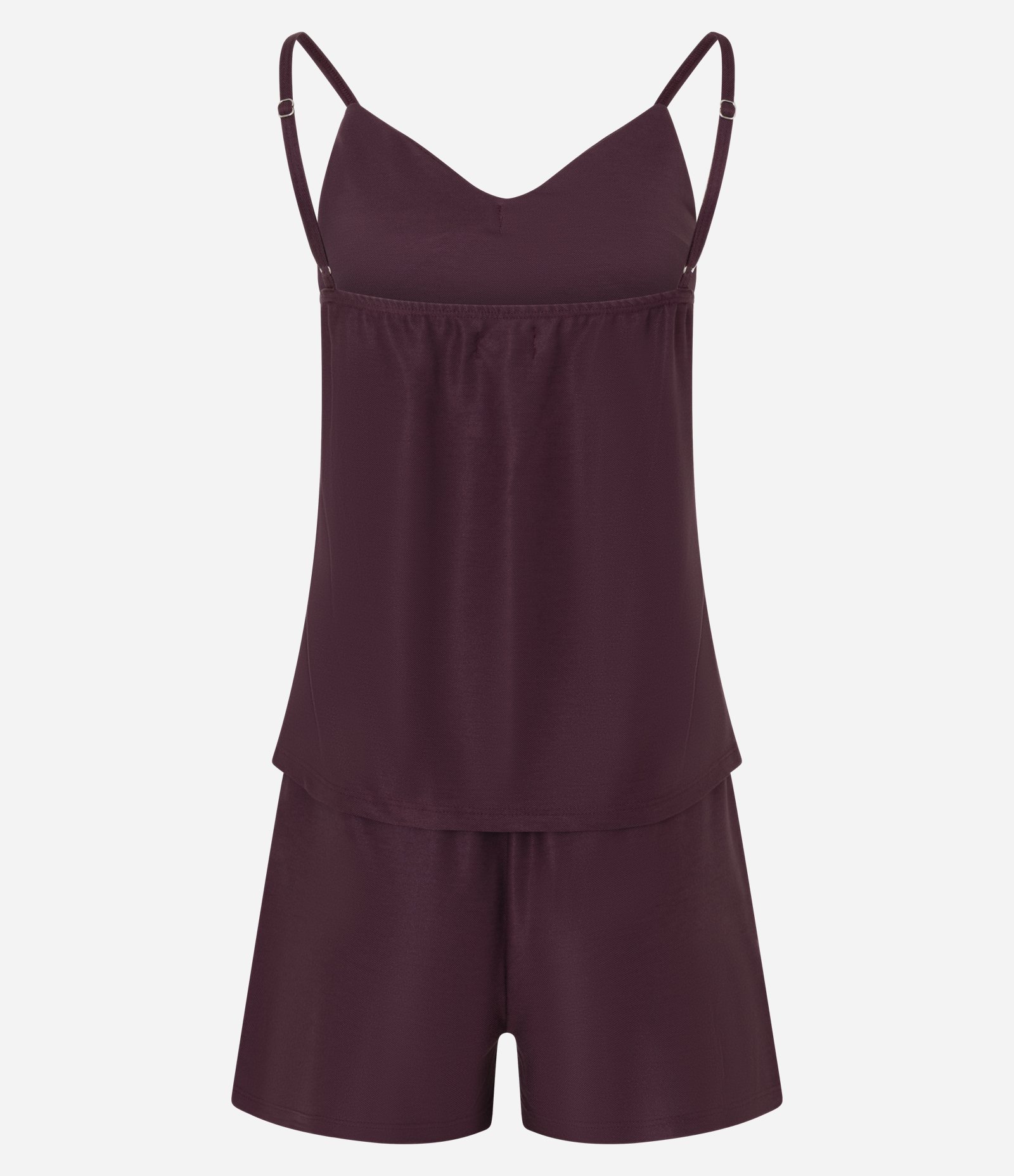 Pijama Curto em Viscose com Laço no Busto Vinho 3