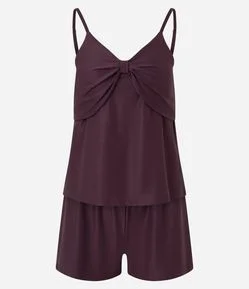 Pijama Curto em Viscose com Laço no Busto