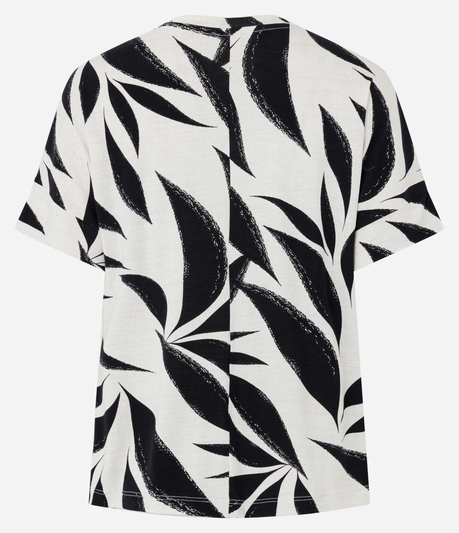 Blusa em Viscose com Estampa de Folhagem Branco/Preto 2