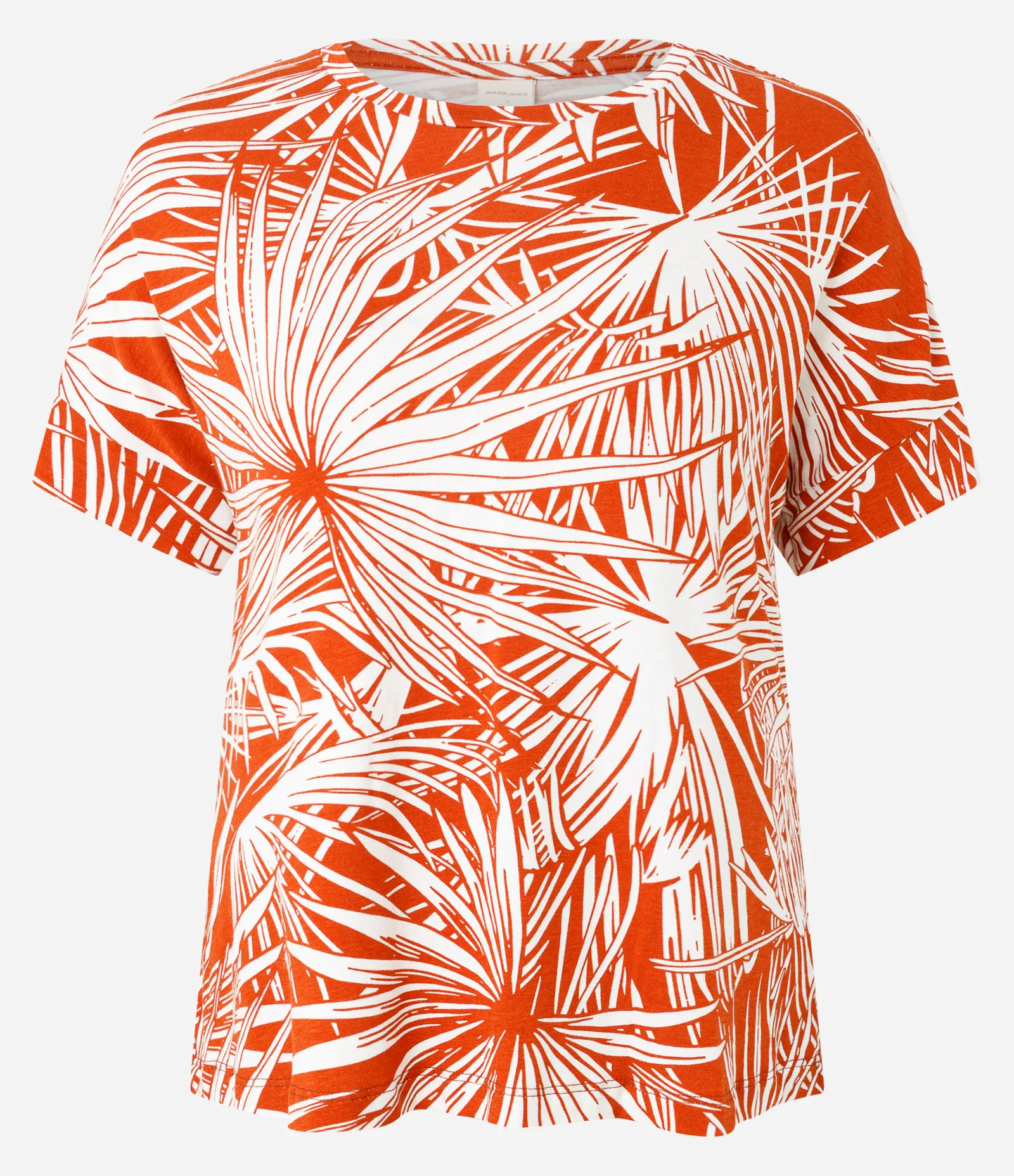 Blusa em Viscose com Estampa de Folhagem Laranja 1