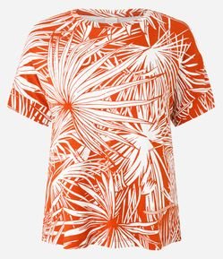 Blusa em Viscose com Estampa de Folhagem
