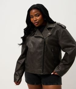 Jaqueta PU Biker Oversized Curve & Plus Size