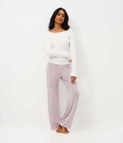 Pijama Longo em Ribana com Gatinho de Strass