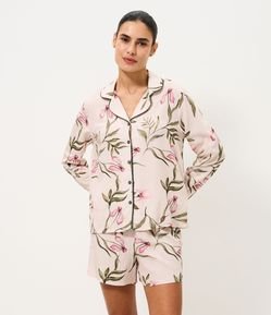 Pijama Curto Americano em Viscose com Estampa Floral