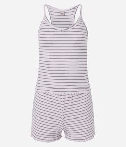 Pijama Short Doll em Ribana com Listras Fio Tinto