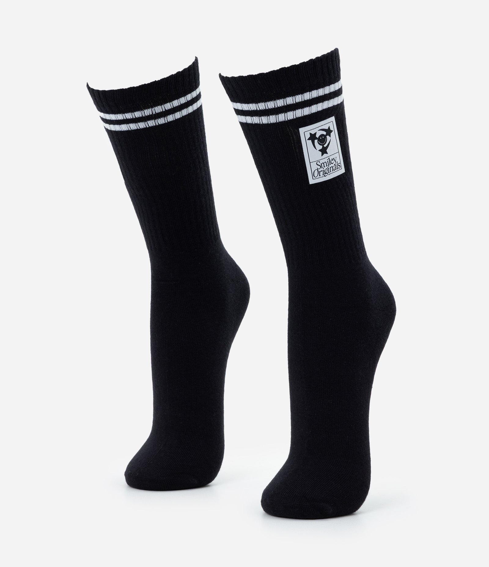 Meia Cano Alto em Algodão com Estampa Smiley Preto 1