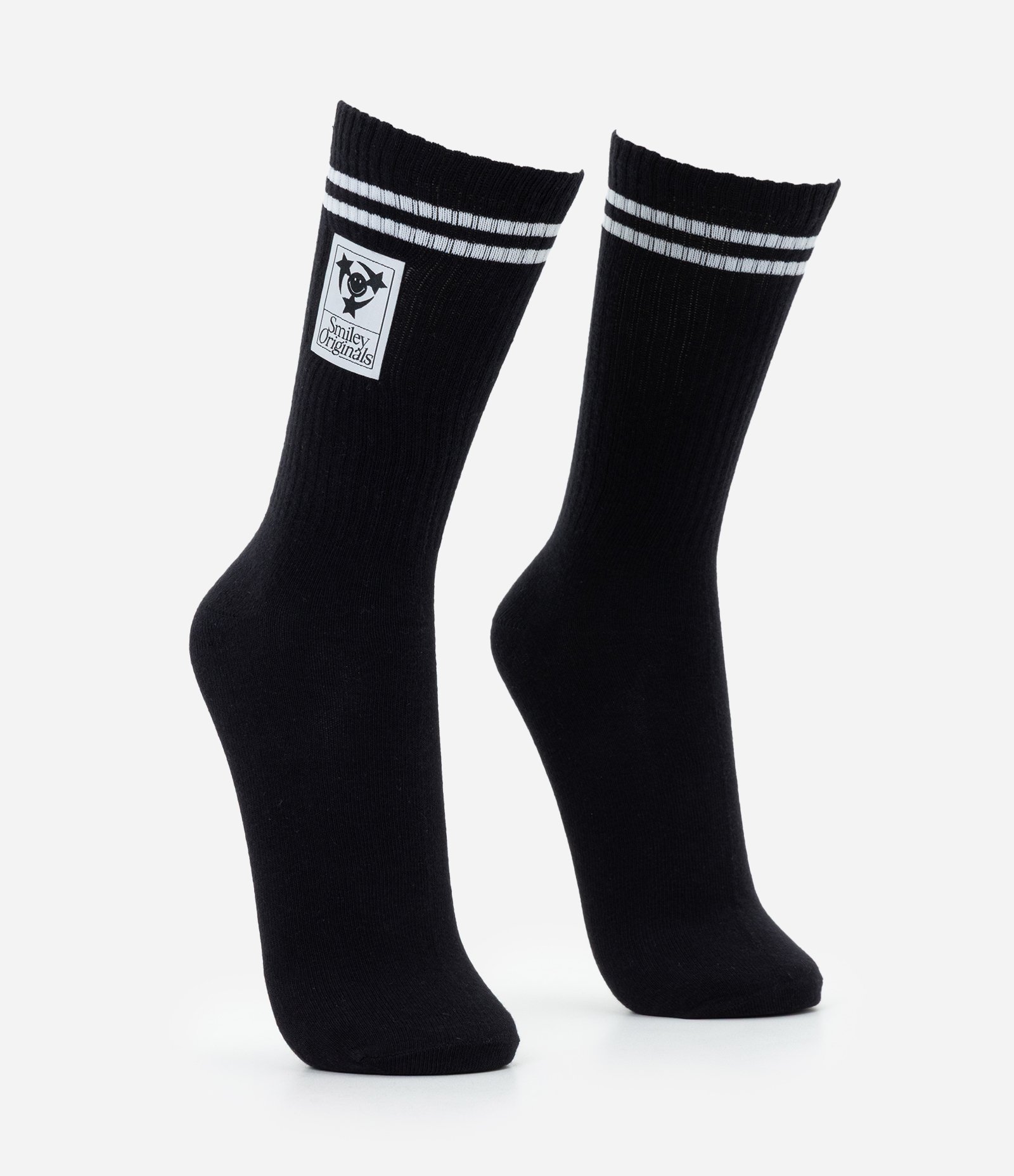 Meia Cano Alto em Algodão com Estampa Smiley Preto 2