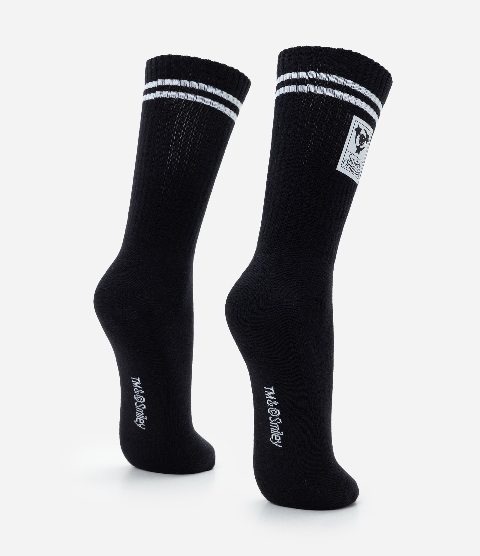 Meia Cano Alto em Algodão com Estampa Smiley Preto 3
