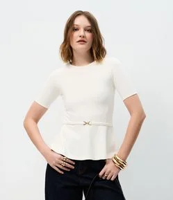 Blusa com Barra Peplum e Cintinho