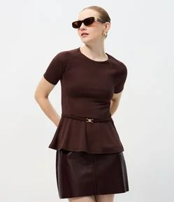 Blusa com Barra Peplum e Cintinho