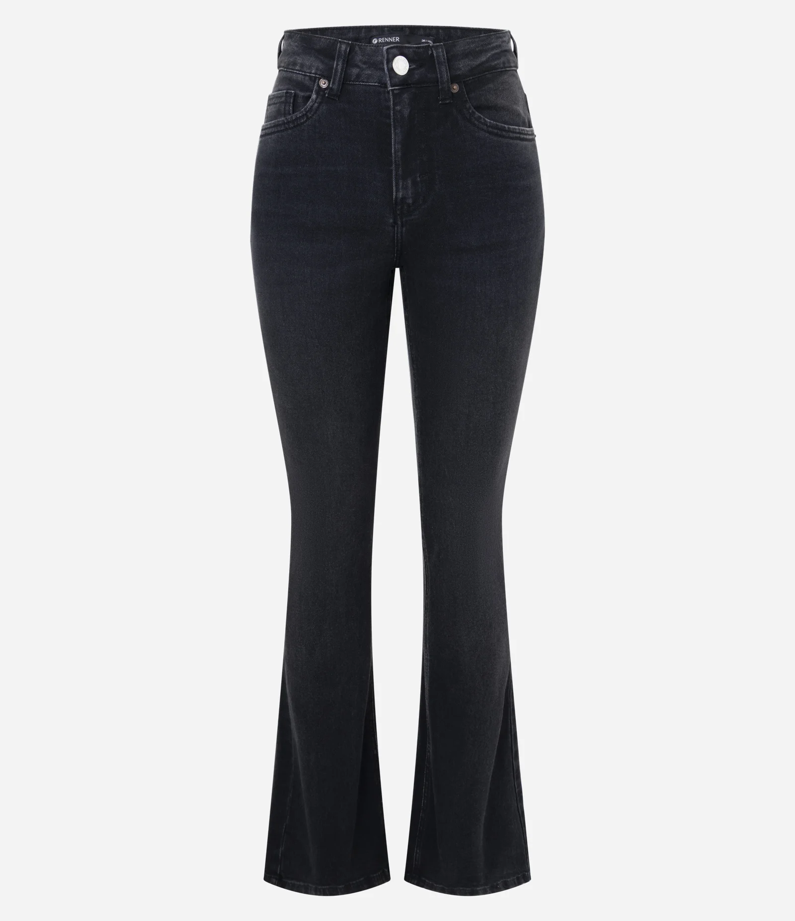 Calça Bootcut Jeans com Elastano e Bolso Relógio Preto 1