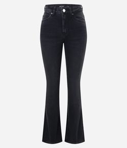 Calça Bootcut Jeans com Elastano e Bolso Relógio
