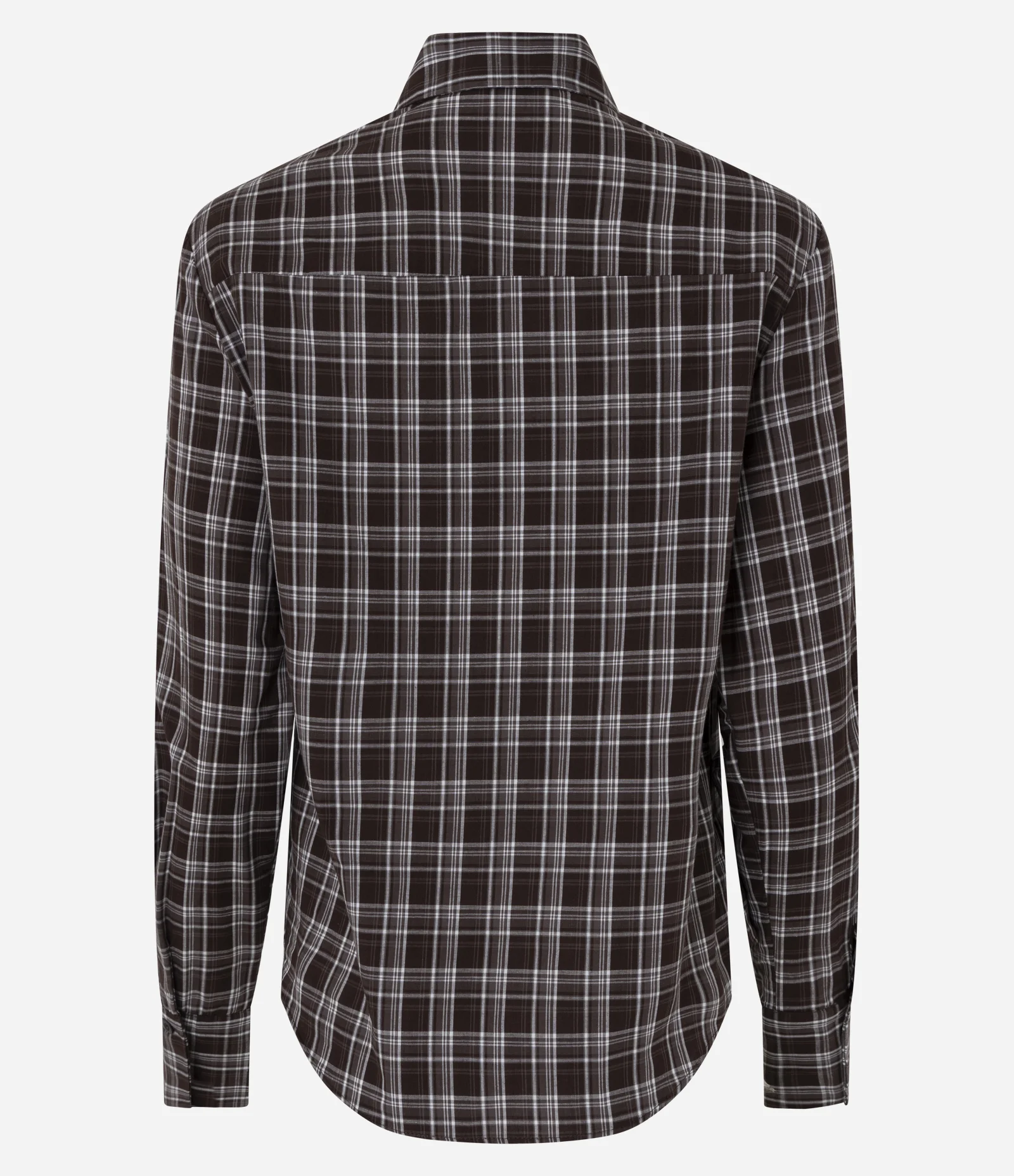 Camisa Xadrez em Tricoline com Manga Longa Marrom 1