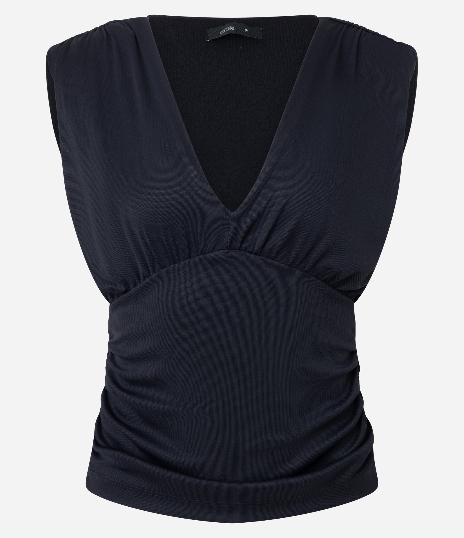 Blusa em Poliamida com Decote V e Ombreiras Preto 1
