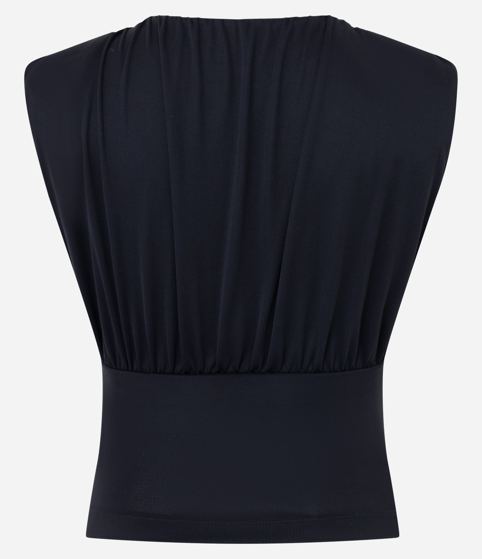 Blusa em Poliamida com Decote V e Ombreiras Preto 3