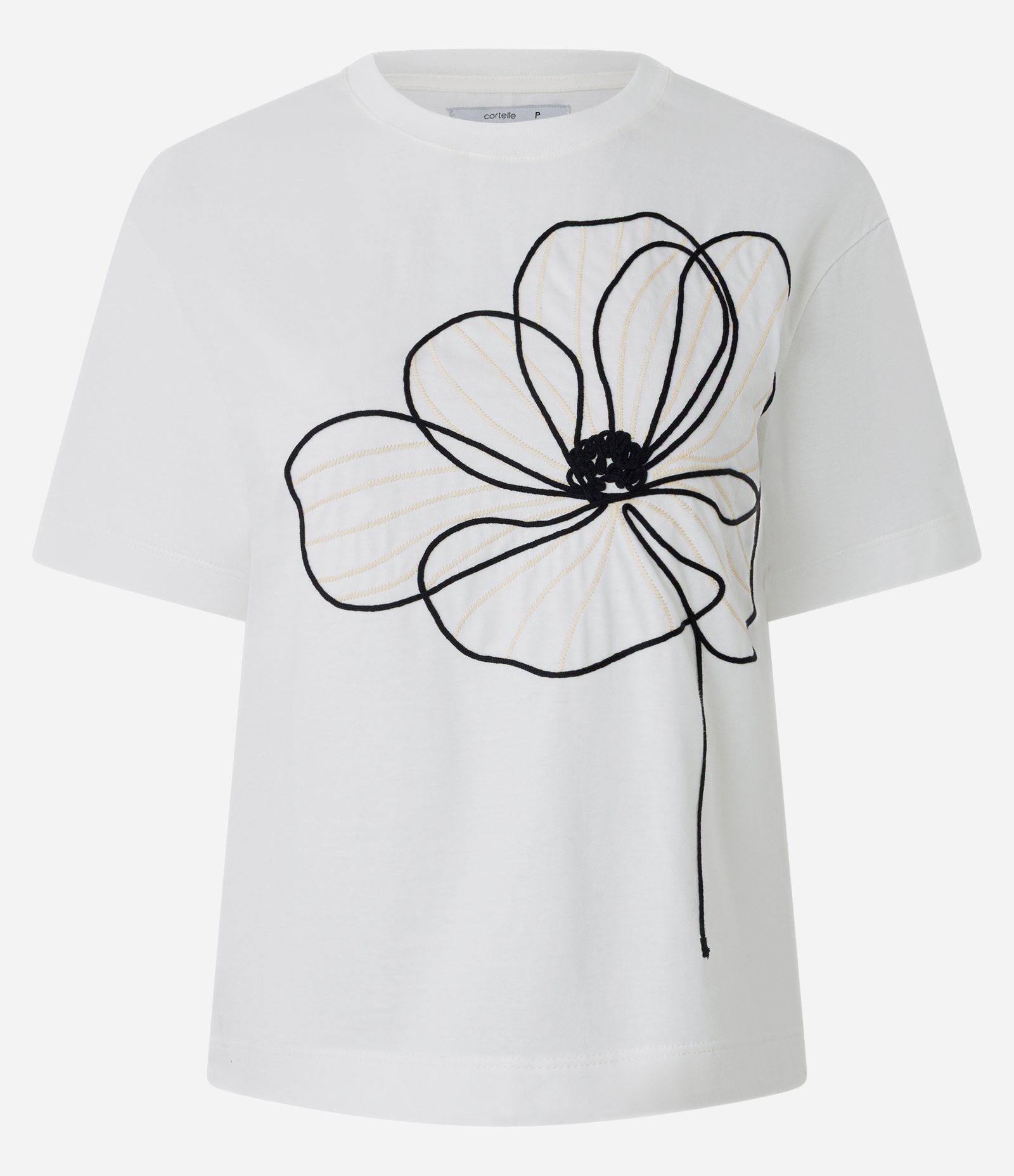 Camiseta Box com Bordado Floral Frontal Branco 5