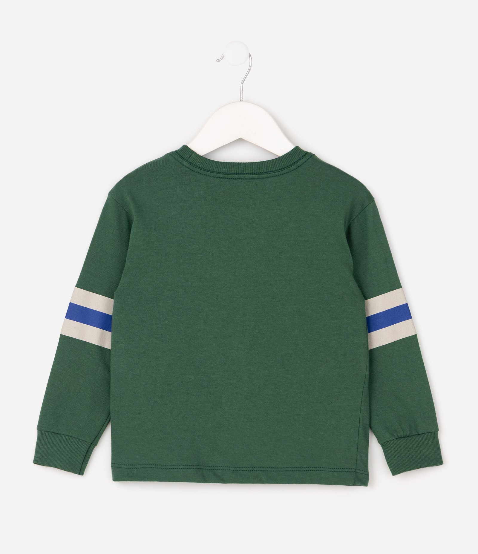 Camiseta Infantil Manga Longa Listrada com – Tam 1 a 6 Anos Verde 3