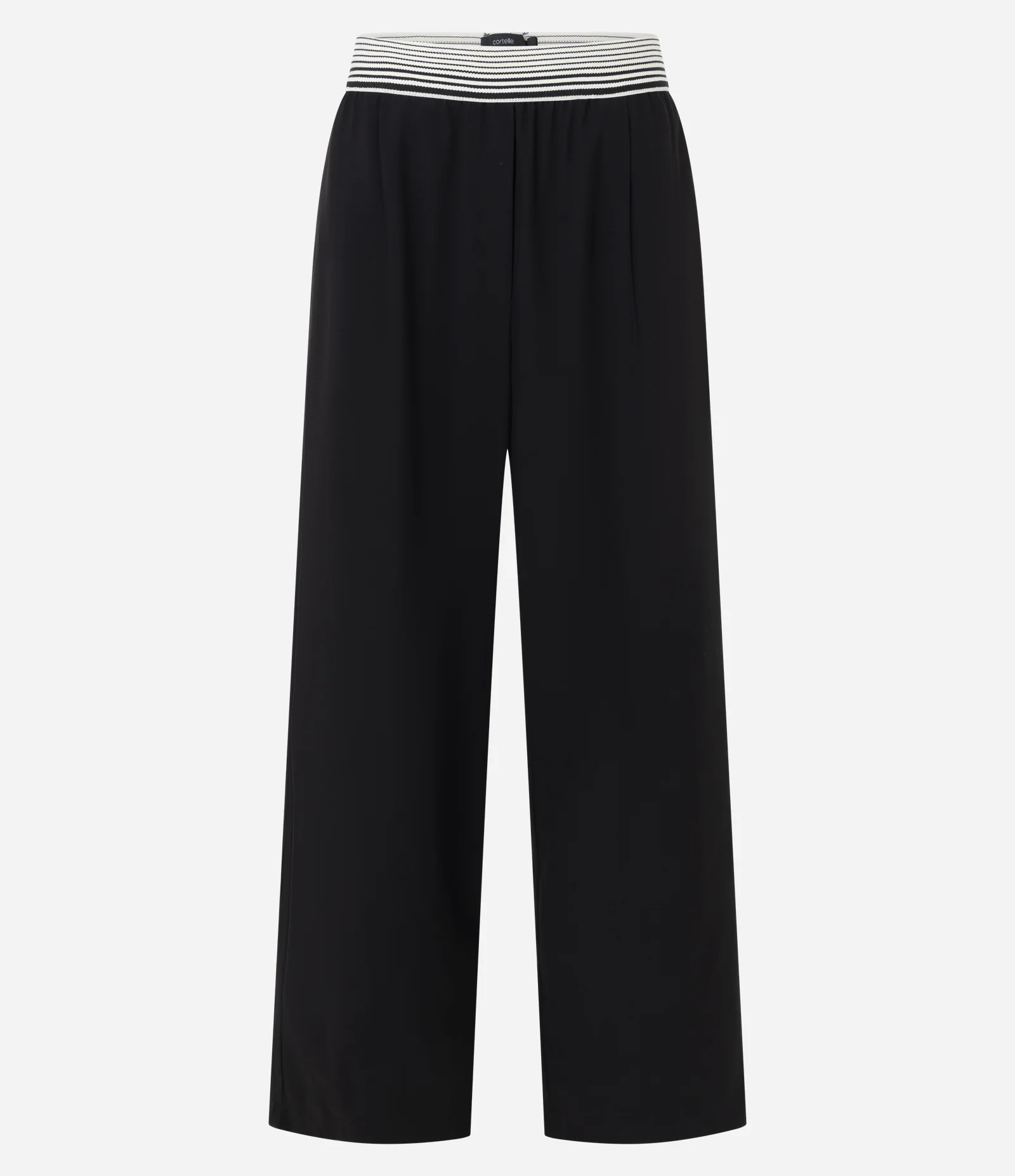 Calça Reta Alfaiatada com Cós Listrado Preto 1