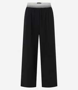 Calça Reta Alfaiatada com Cós Listrado