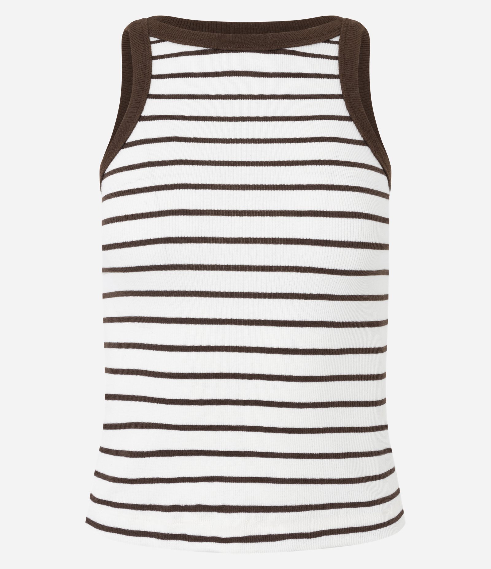 Blusa Listrada em Algodão com Viés Constrastante Marrom 1