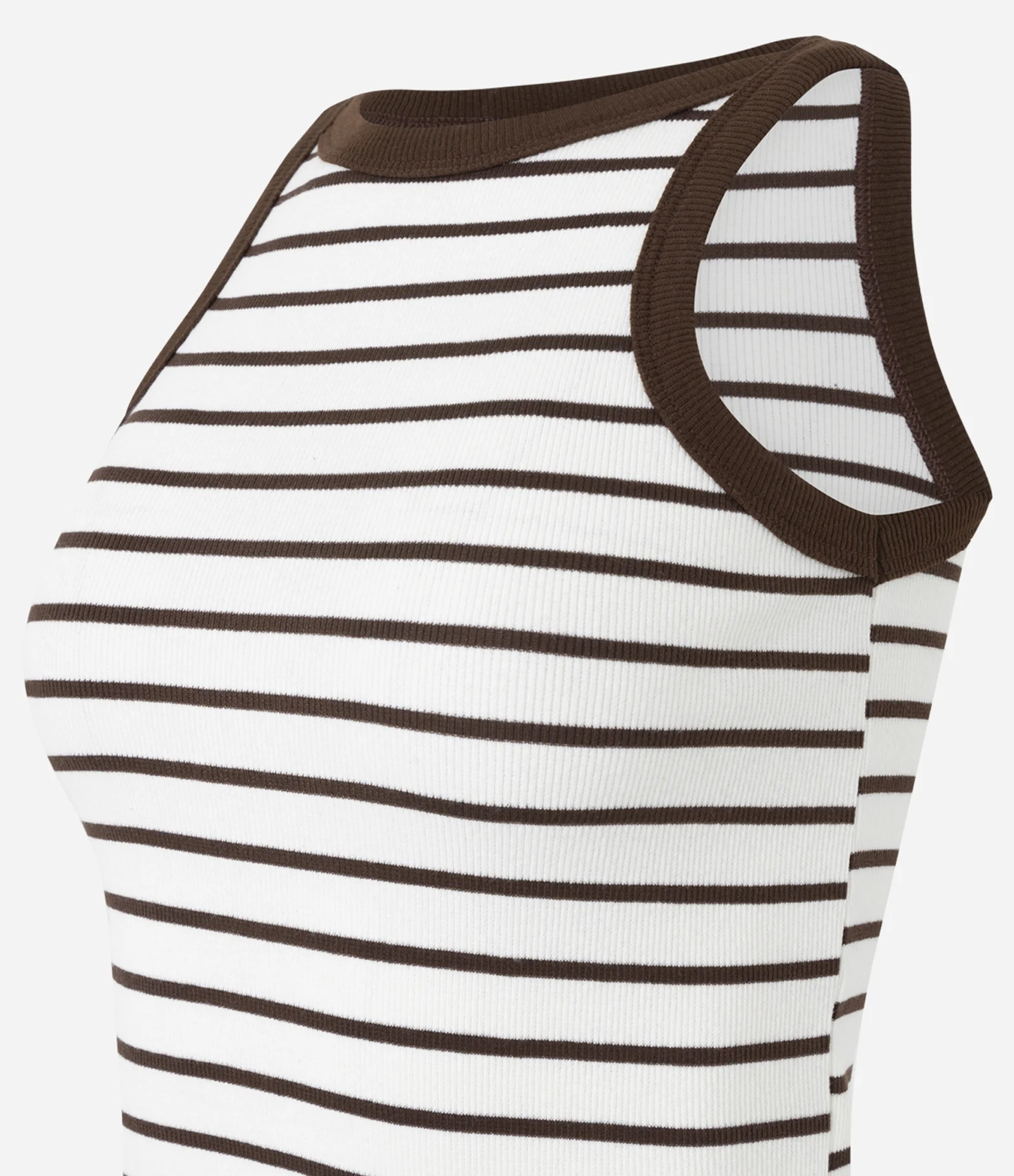 Blusa Listrada em Algodão com Viés Constrastante Marrom 2