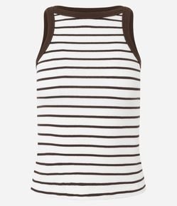 Blusa Listrada em Algodão com Viés Constrastante