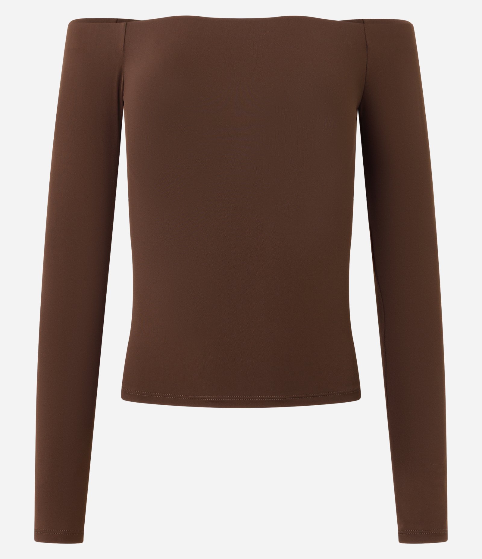 Blusa Básica Ombro a Ombro em Microfibra Marrom 5