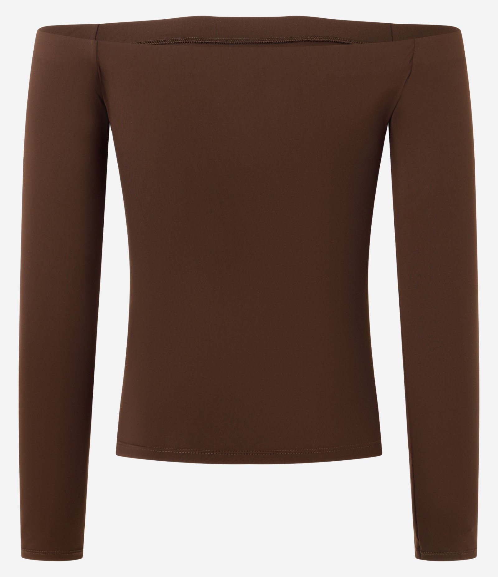 Blusa Básica Ombro a Ombro em Microfibra Marrom 6