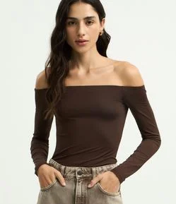 Blusa Básica Ombro a Ombro em Microfibra
