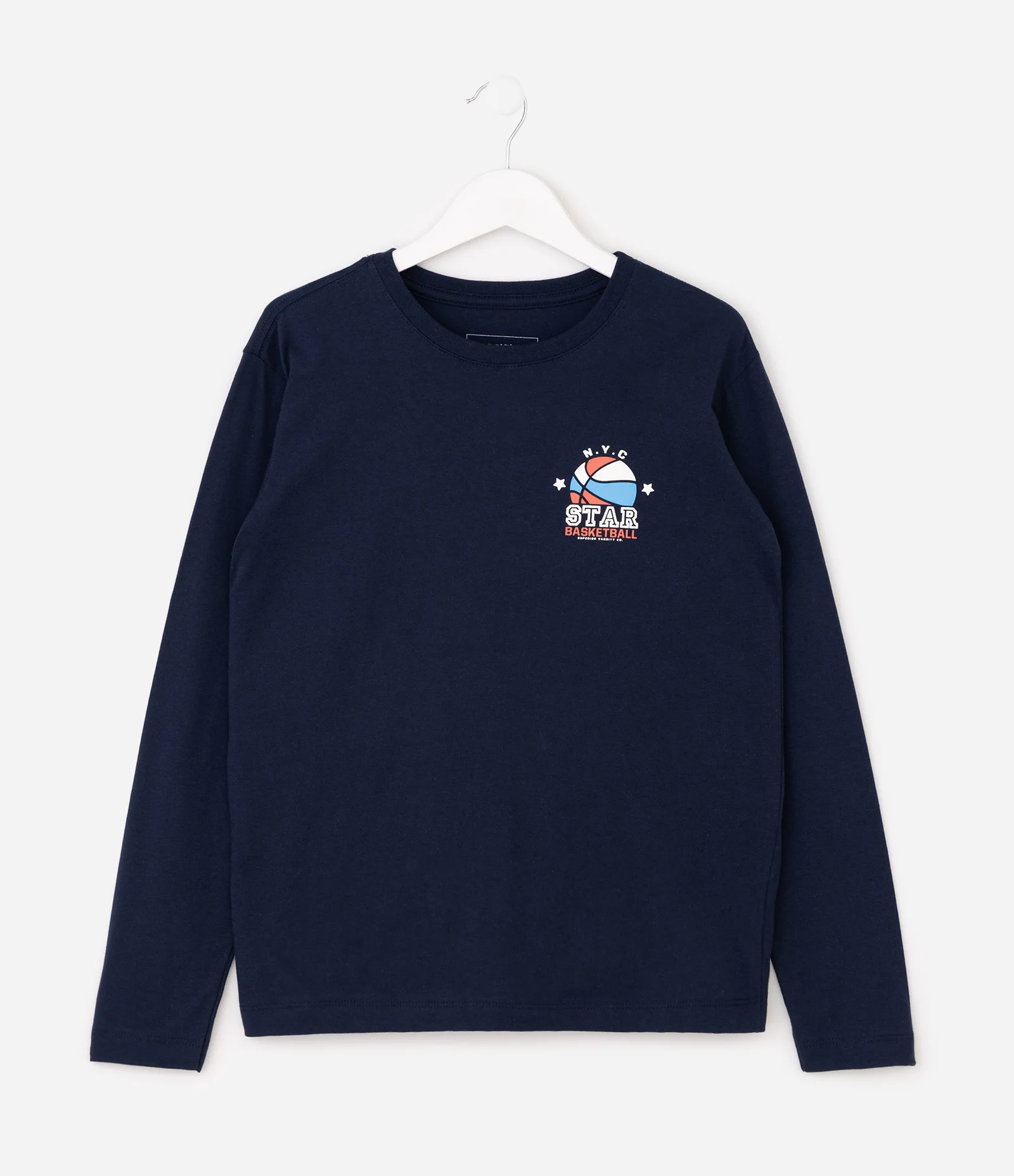 Camiseta Infantil com Estampa Basquete – Tam 5 a 16 Anos Azul Marinho 1