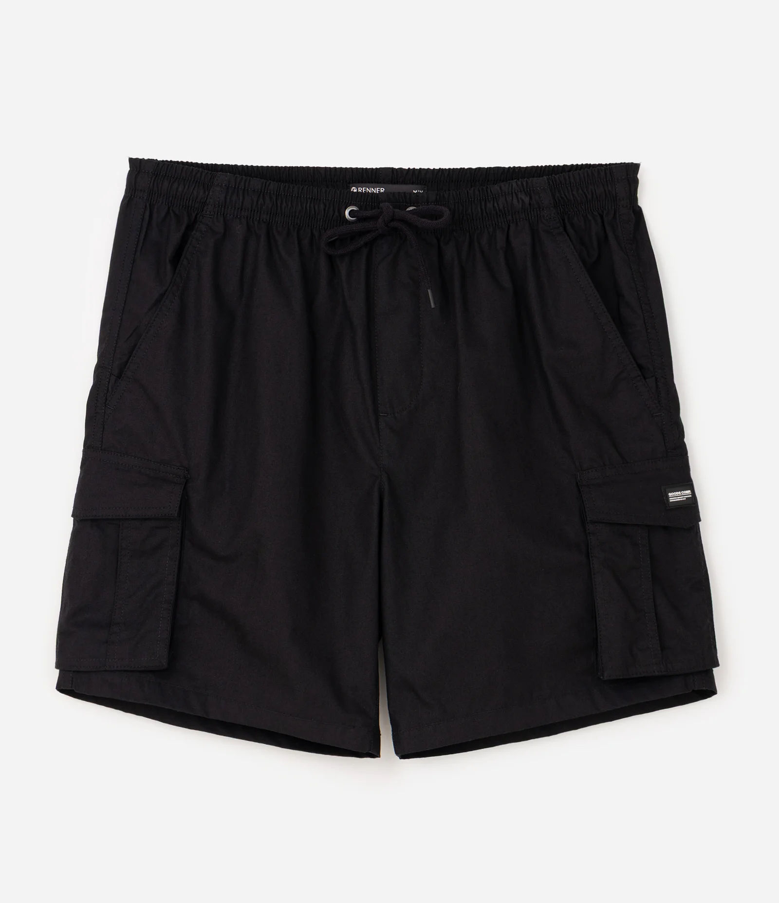 Bermuda Cargo em Sarja com Cós Elástico Preto 1