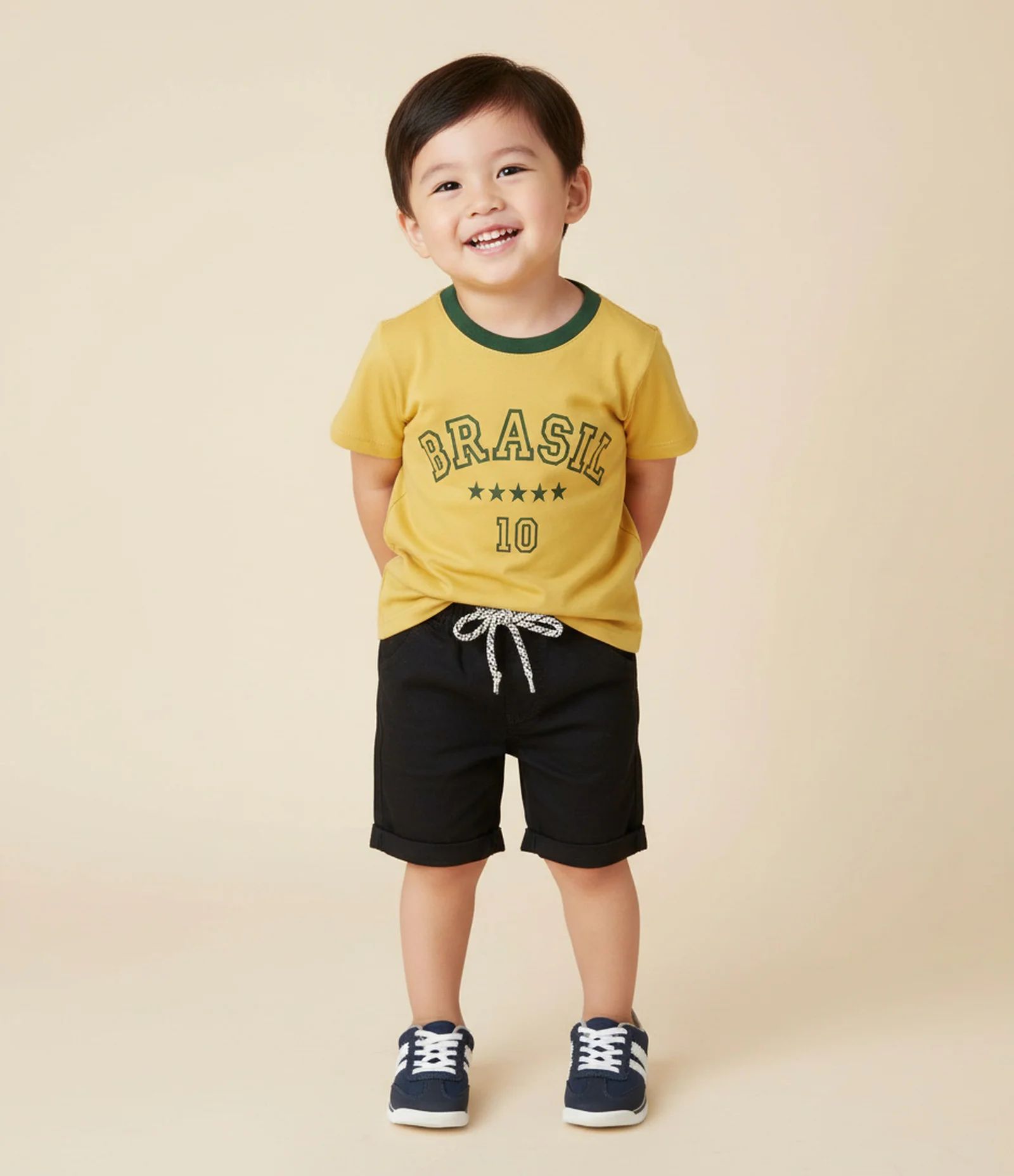 Camiseta Infantil Esportiva com Estampa Brasil Copa – Tam 1 a 6 Anos Amarelo 1