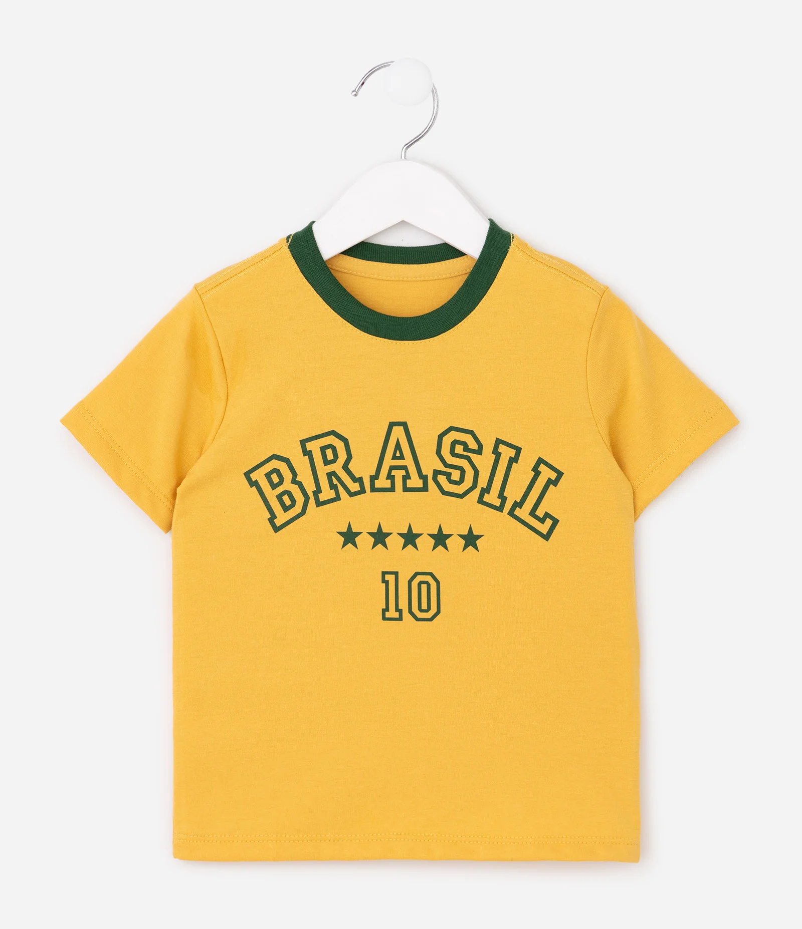 Camiseta Infantil Esportiva com Estampa Brasil Copa – Tam 1 a 6 Anos Amarelo 2