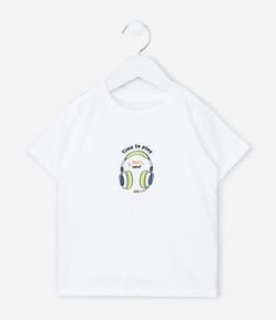 Camiseta Infantil em Algodão Estampa Fone de Ouvido - Tam 1 a 6 anos
