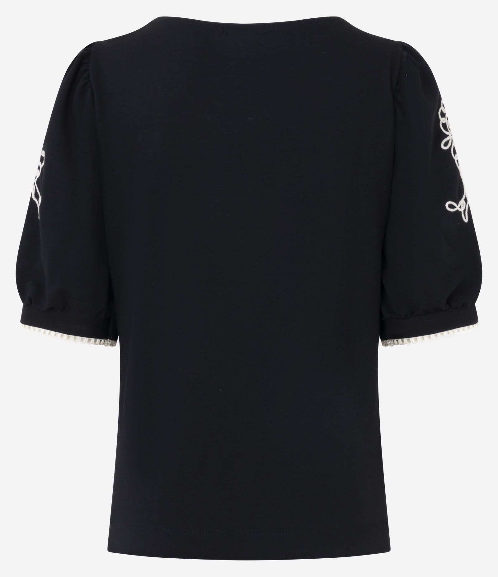Blusa com Manga Bufante e Bordados Aplicados Preto 3