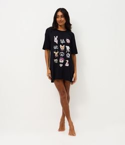 Camisola Curta em Viscolycra com Estampa de Animais