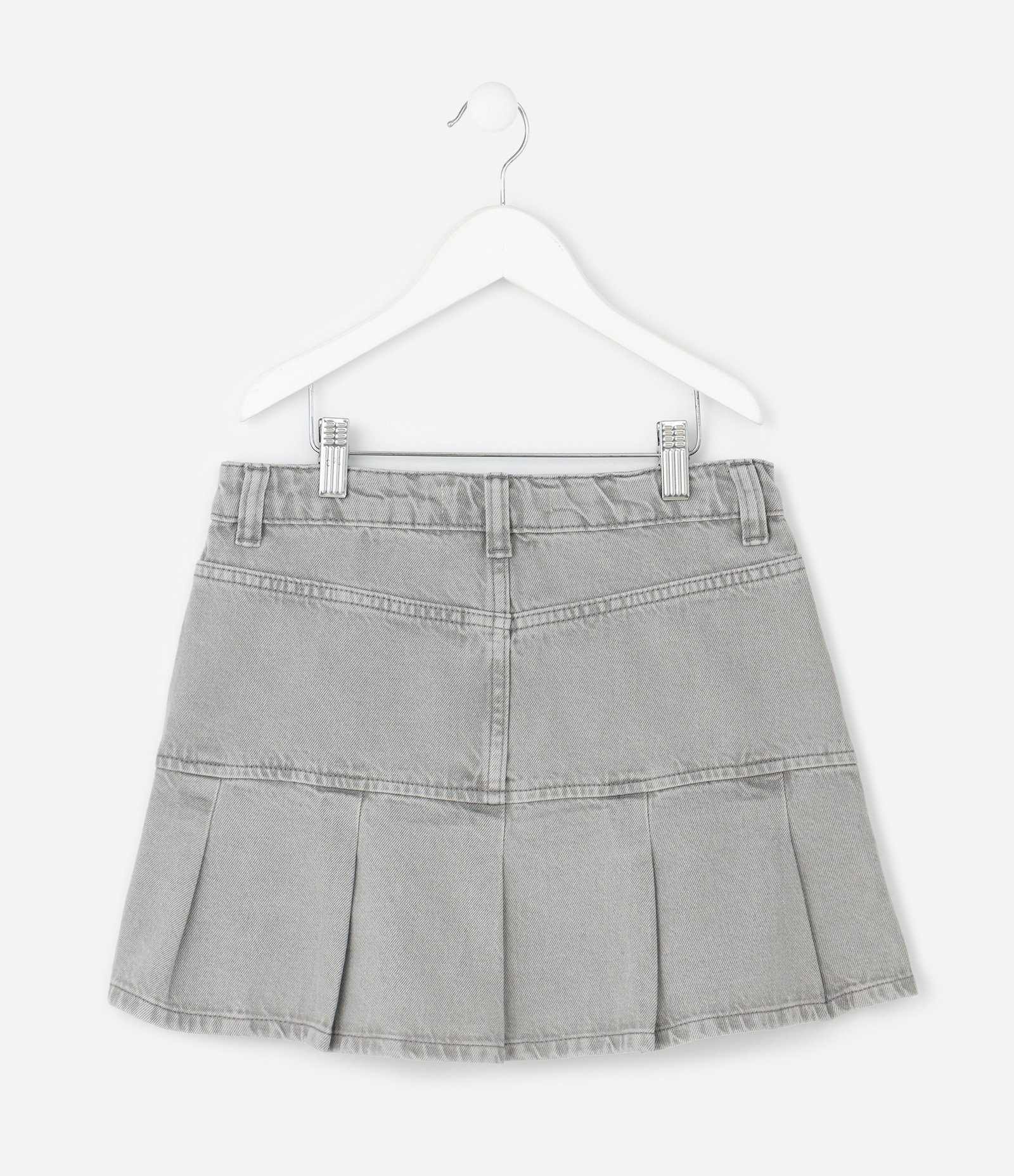 Saia Infantil em Jeans com Pregas e Termo Colante – Tam 5 a 14 Anos Gray Jeans 2
